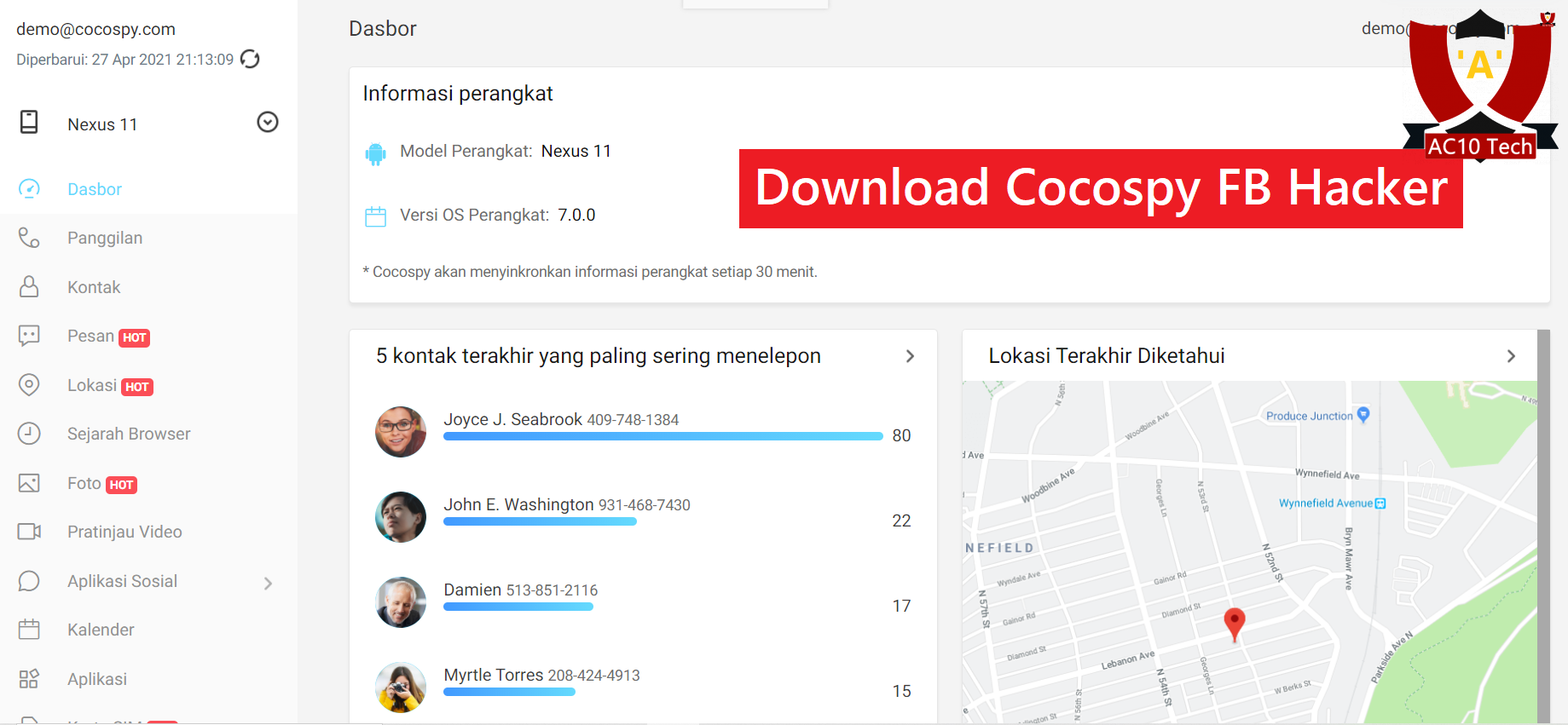 Download Cocospy FB Hacker Mod Apk Gratis 2024 - AC10 Tech