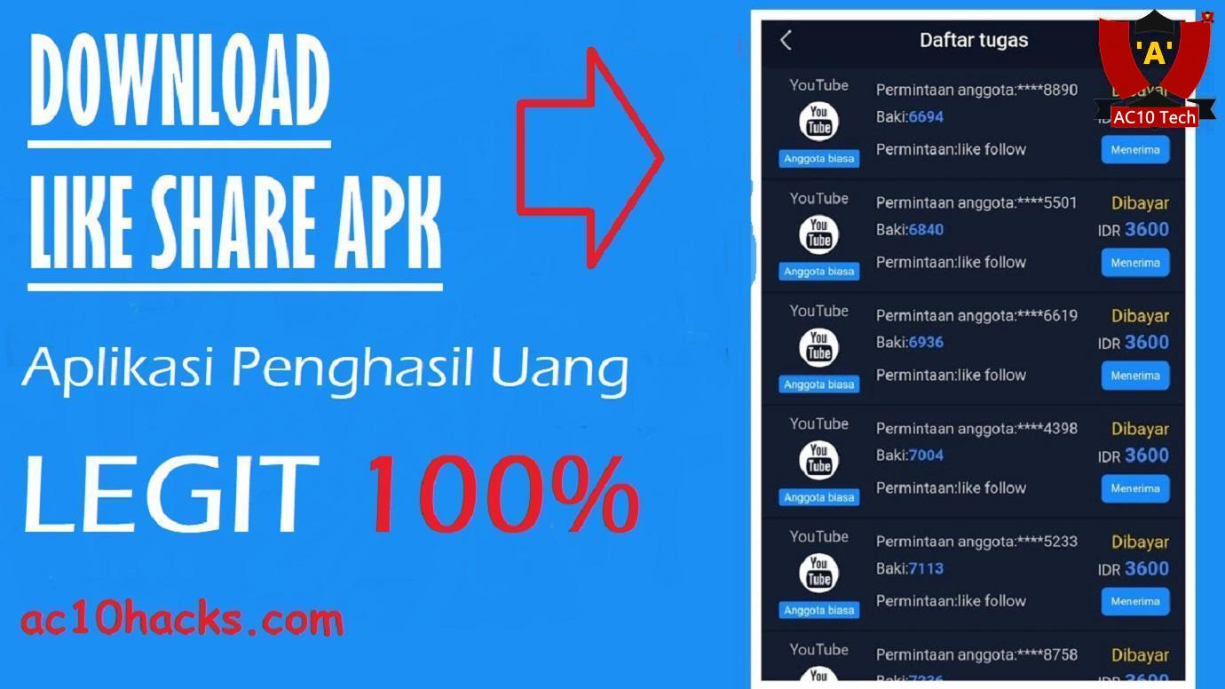 Download Like Share Apk Penghasil Uang 2024 - AC10 Tech