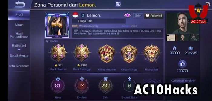 Harga Akun ML Lemon Terbaru
