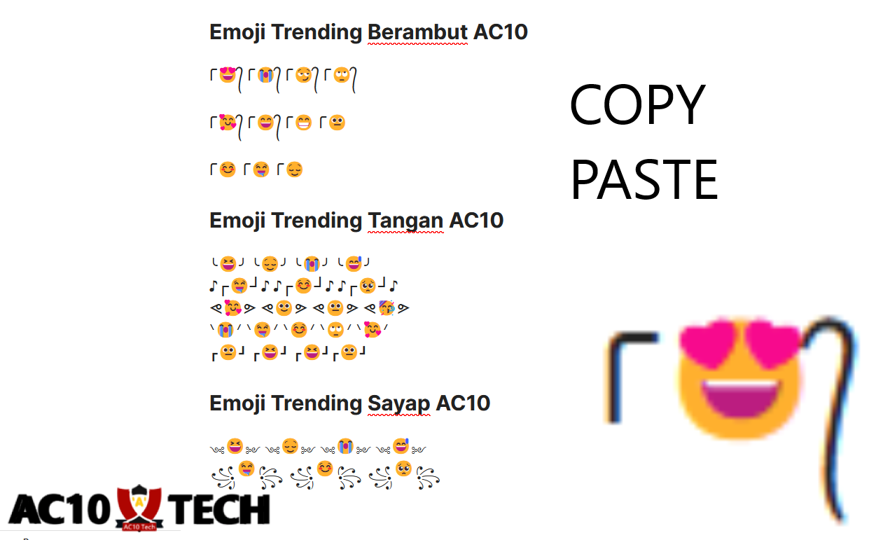 Emoji Trending Copy Paste 2025 (Berambut, Tangan, Sayap) Emoji Trending Tangan Berambut Sayap