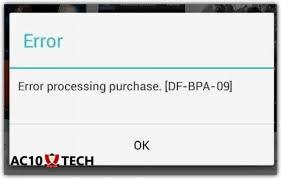 Google Play Error Processing Purchase