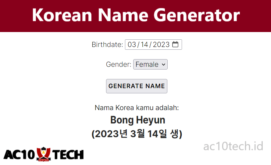 Korean Name Generator Based On Birthday Online
