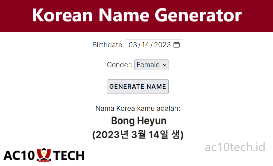 Korean Name Generator Based On Birthday Online