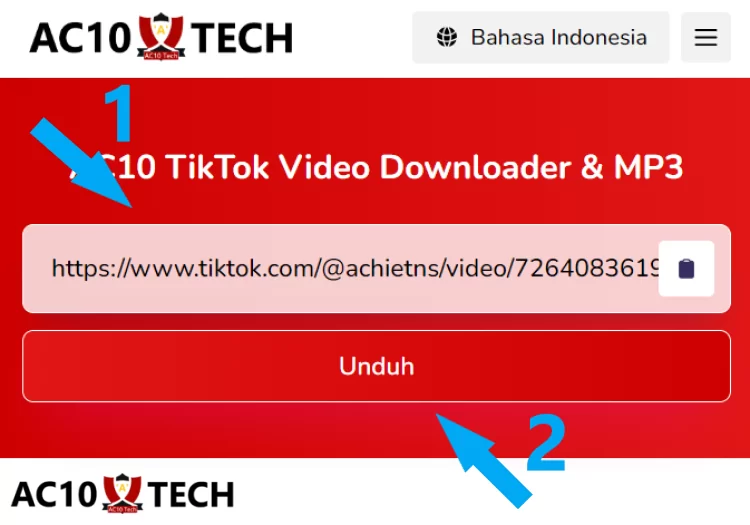 AC10 TikTok Downloader Copy Paste Link dan Download