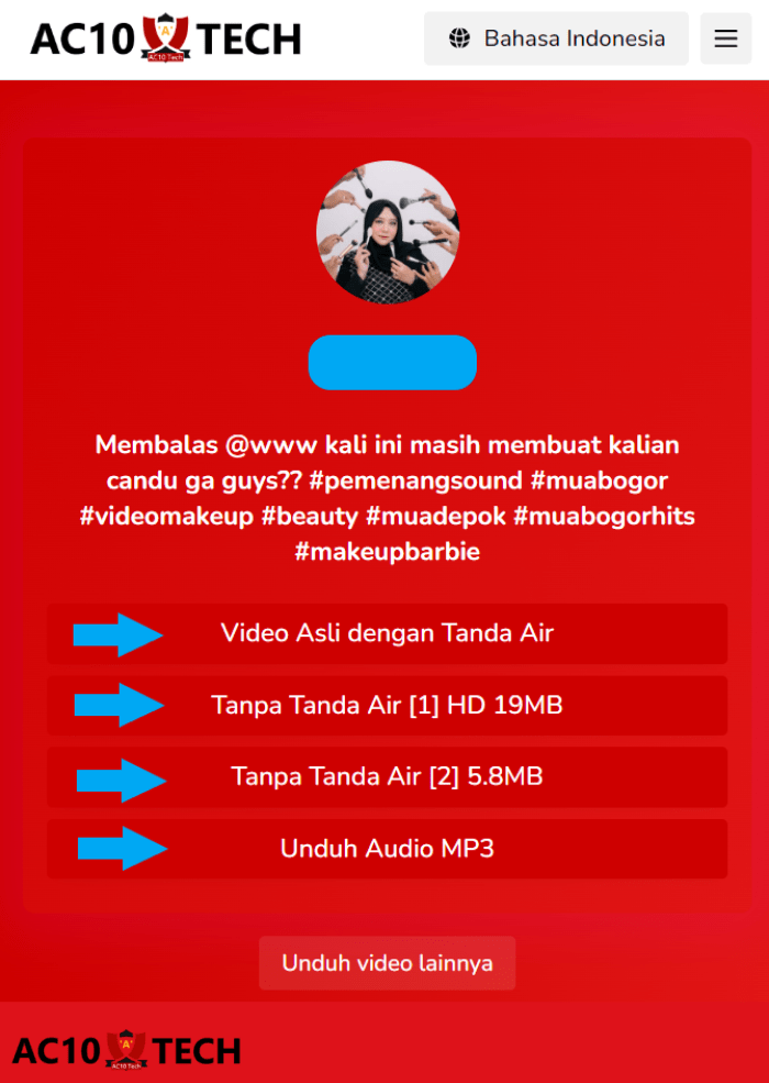 AC10 TikTok Downloader Download Video TikTok Tanpa Watermark