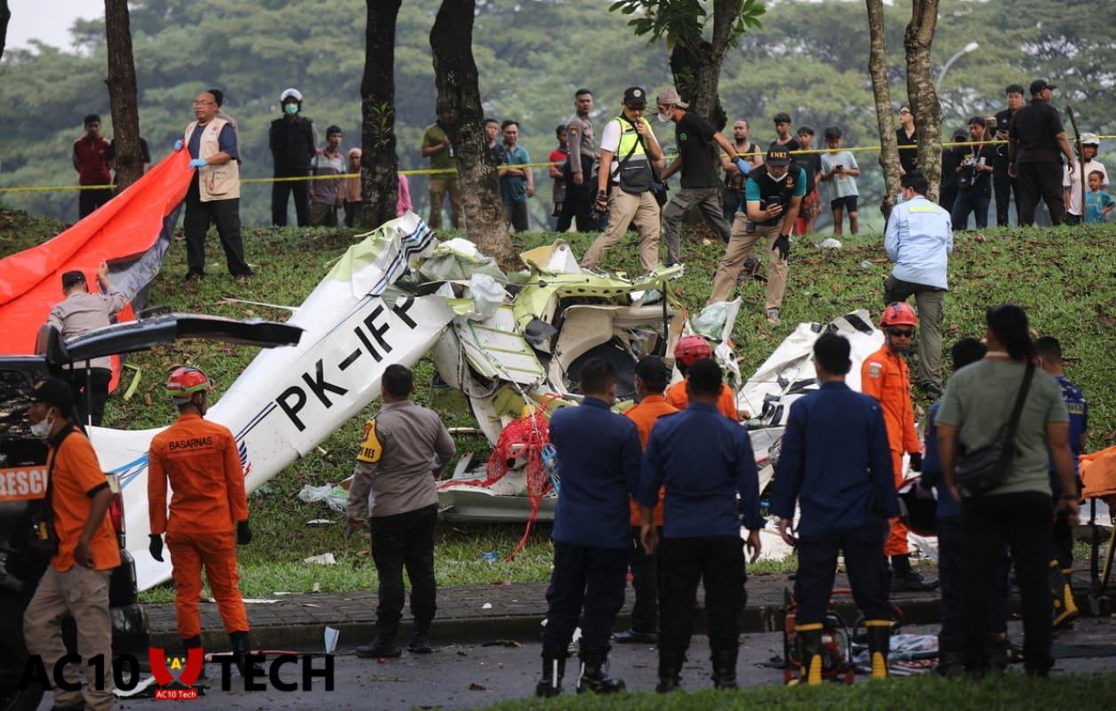 Kecelakaan Pesawat Latih di BSD, Sumber Foto Kompas.com